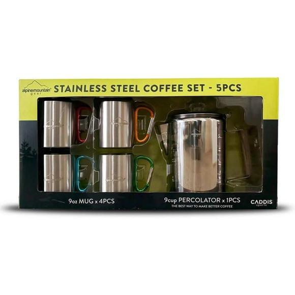 Alpine Mountain Gear Other - Alpine Mountain Gear 5-piece Stainless Steel Coffee Set New In Packaging!